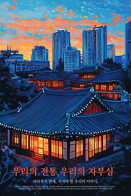 PSD 나무 구름 편집이미지 하늘 한옥 풍경 빌딩 사람없음 빛 노을 이미지편집 자연요소 식물 한국전통 고건축 건물 파일형식