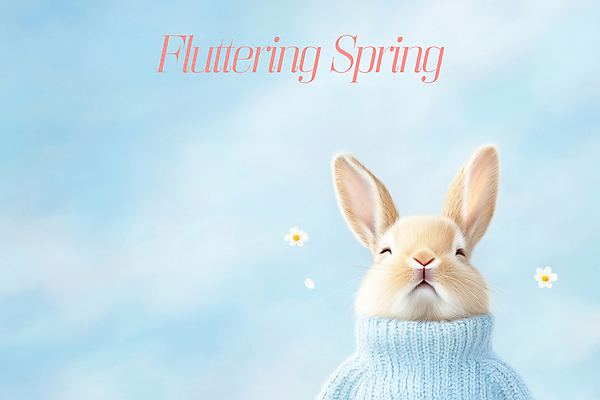 PSD 편집이미지 한마리 하늘색 봄꽃 사람없음 눈감음 토끼 스웨터 설렘 이미지편집 1 꽃 상의 포유류 모션 파란색 반려동물 봄 파일형식