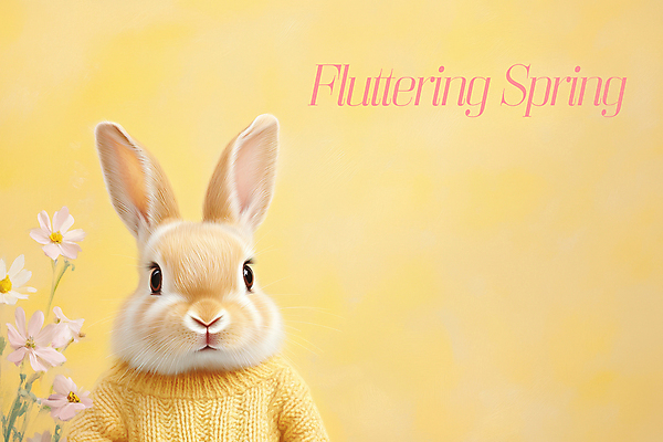 PSD 편집이미지 한마리 봄꽃 사람없음 노란색 토끼 스웨터 설렘 이미지편집 1 꽃 컬러 상의 포유류 반려동물 봄 파일형식