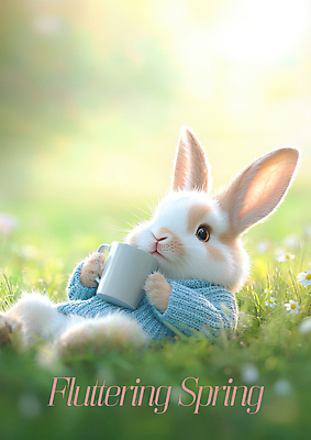 PSD 편집이미지 한마리 봄꽃 들기 잔디 사람없음 눕기 햇빛 머그컵 토끼 풀 스웨터 설렘 이미지편집 식물 1 꽃 상의 포유류 모션 컵 반려동물 태양 봄 파일형식