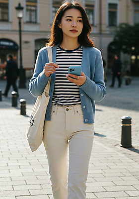 JPG 편집이미지 여자 패션 가로등 거리 한명 미소 들기 성인 스마트폰 유행 걷기 카디건 봄옷 에코백 의료성형뷰티 성인여자한명만 오오티디 편집실사 AI인물포토 AI콘텐츠 1 옷 공공시설 가방 모션 표정 사람 핸드폰 스마트기기 봄 외투 CG 에코 신조어 여자한명만 성인여자만 파일형식 AI포토