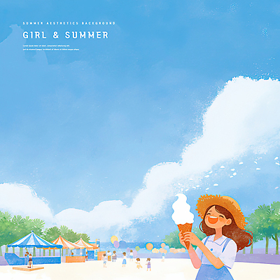 PSD 나무 구름 공원 여자 남자 어린이 바다 일러스트 하늘 웃음 들기 소녀 소년 여러명 성인 여름풍경 자유 군중 시원함 천막 감성 풍선 콘아이스크림 밀짚 소프트아이스크림 가판대 국내일러스트 자연요소 식물 공공시설 다수 컨셉 모션 아이스크림 표정 사람 풍경 짚 파일형식 여름_계절