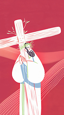 JPG 전신 남자 기독교 일러스트 안기 수염 한명 성인 눈감음 예수 나무십자가 가시면류관 다홍색 성인남자한명만 국내일러스트 AI일러스트 AI콘텐츠 1 종교 컬러 십자가 종교용품 모션 사람 신_종교 남자한명만 성인남자만 파일형식