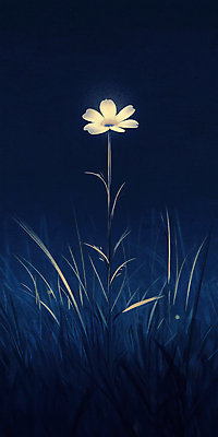 JPG 꽃 한송이 일러스트 사람없음 빛 어둠 고요 풀 야간 신비 국내일러스트 AI일러스트 AI콘텐츠 자연요소 식물 1 컨셉 송이 파일형식