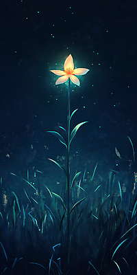 JPG 꽃 한송이 일러스트 사람없음 빛 어둠 고요 풀 야간 신비 국내일러스트 AI일러스트 AI콘텐츠 자연요소 식물 1 컨셉 송이 파일형식