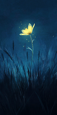 JPG 꽃 한송이 일러스트 사람없음 빛 어둠 고요 풀 야간 신비 국내일러스트 AI일러스트 AI콘텐츠 자연요소 식물 1 컨셉 송이 파일형식