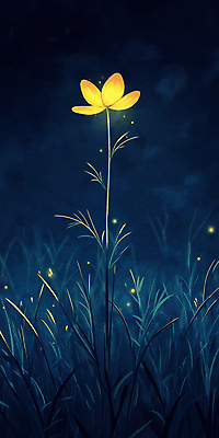 JPG 꽃 한송이 일러스트 사람없음 빛 어둠 고요 풀 야간 신비 국내일러스트 AI일러스트 AI콘텐츠 자연요소 식물 1 컨셉 송이 파일형식