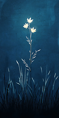 JPG 꽃 한송이 일러스트 사람없음 빛 어둠 고요 풀 야간 신비 국내일러스트 AI일러스트 AI콘텐츠 자연요소 식물 1 컨셉 송이 파일형식