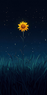 JPG 꽃 한송이 일러스트 사람없음 빛 어둠 고요 풀 야간 신비 국내일러스트 AI일러스트 AI콘텐츠 자연요소 식물 1 컨셉 송이 파일형식