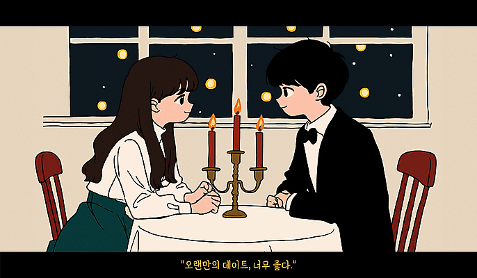 부부 원피스 여자 남자 의자 데이트 일러스트 촛불 밤하늘 나비넥타이 사랑 앉기 정장 상반신 성인 두명 마주보기 로맨틱 식탁보 창가 촛대 부부의날 원형탁자 성인만 국내일러스트 AI파일 커플 옷 기념일 감정 가구 컨셉 초 창문 모션 탁자 하늘 넥타이 사람 야간 파일형식 벡터