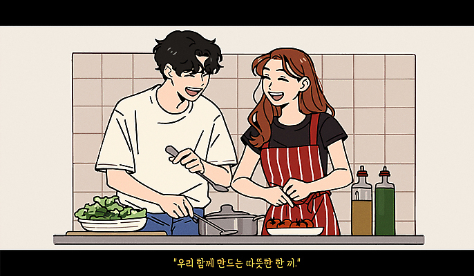 그릇 부부 여자 남자 채소 과일 일러스트 사랑 웃음 들기 상반신 성인 두명 앞치마 로맨틱 냄비 국자 부부의날 소스통 성인만 국내일러스트 AI파일 식기 커플 기념일 감정 컨셉 모션 주방용품 통 표정 사람 소스_음식 솥 파일형식 벡터