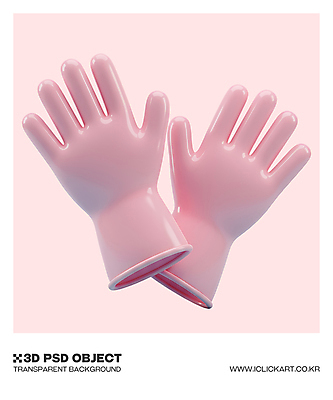 1 컬러 장갑 3D 도구 청소 디지털합성 고무 파일형식 한켤레 광택 분홍색 고무장갑 청소도구 오브젝트 사람없음 편집3D PSD 편집이미지