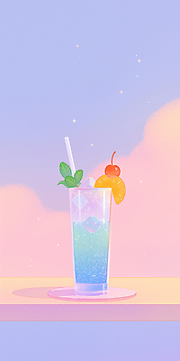 JPG 구름 일러스트 탁자 밤하늘 빨대 사람없음 여름 반짝임 보라색 칵테일 체리 레몬 민트 컵받침 칵테일잔 슬라이스 그라데이션 각얼음 레몬장식 국내일러스트 AI일러스트 AI콘텐츠 자연요소 계절 컬러 가구 술잔 과일 모션 하늘 주류 장식 얼음 야간 허브 받침대 파일형식