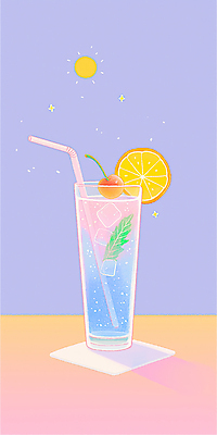 JPG 일러스트 탁자 빨대 사람없음 여름 반짝임 태양 보라색 칵테일 체리 레몬 민트 칵테일잔 슬라이스 그라데이션 각얼음 레몬장식 국내일러스트 AI일러스트 AI콘텐츠 자연요소 계절 컬러 가구 술잔 과일 모션 주류 장식 얼음 허브 파일형식