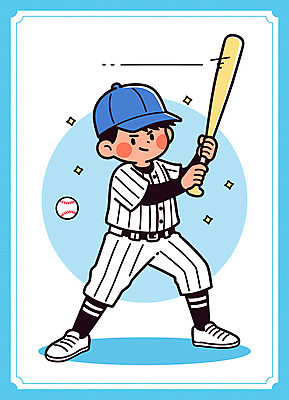 전신 남자 어린이 하늘색 일러스트 한명 들기 소년 반짝임 야구방망이 타자 야구공 스포츠캐릭터 야구모자 야구복 비장 소년한명만 일러캐릭터 AI파일 캐릭터 모자_잡화 1 공 모션 사람 파란색 운동복 야구 야구용품 야구선수 남자한명만 소년만 파일형식 벡터