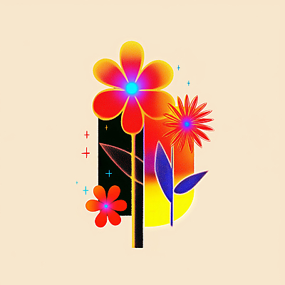 JPG 꽃 잎 일러스트 추상 사람없음 반짝임 컬러풀 네온 그라데이션 색채 국내일러스트 AI일러스트 AI콘텐츠 식물 컬러 무늬 모션 파일형식