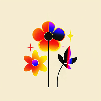 JPG 꽃 잎 일러스트 추상 사람없음 반짝임 컬러풀 네온 그라데이션 색채 국내일러스트 AI일러스트 AI콘텐츠 식물 컬러 무늬 모션 파일형식