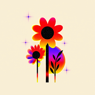 JPG 꽃 잎 일러스트 추상 사람없음 반짝임 컬러풀 네온 그라데이션 색채 국내일러스트 AI일러스트 AI콘텐츠 식물 컬러 무늬 모션 파일형식