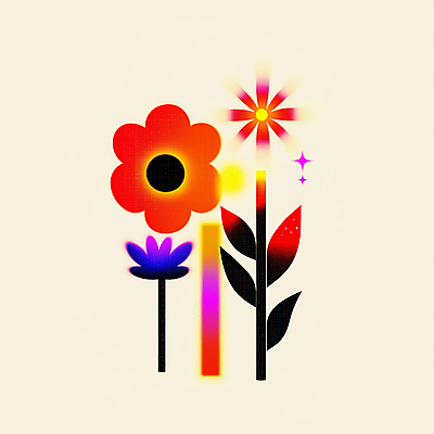 JPG 꽃 잎 일러스트 추상 사람없음 반짝임 컬러풀 네온 그라데이션 색채 국내일러스트 AI일러스트 AI콘텐츠 식물 컬러 무늬 모션 파일형식