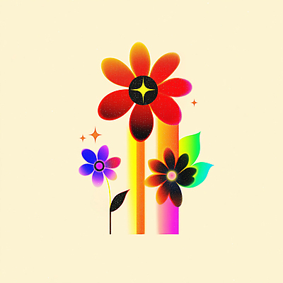 JPG 꽃 잎 일러스트 추상 사람없음 반짝임 컬러풀 네온 그라데이션 색채 국내일러스트 AI일러스트 AI콘텐츠 식물 컬러 무늬 모션 파일형식