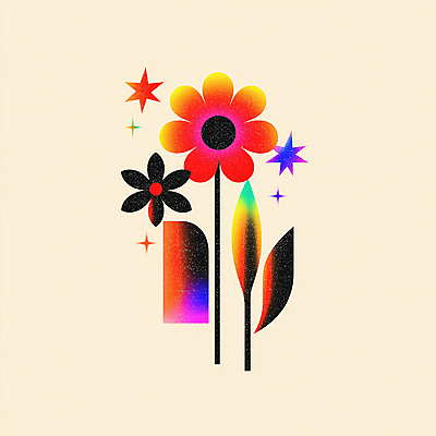 JPG 꽃 잎 일러스트 추상 사람없음 반짝임 컬러풀 네온 그라데이션 색채 국내일러스트 AI일러스트 AI콘텐츠 식물 컬러 무늬 모션 파일형식