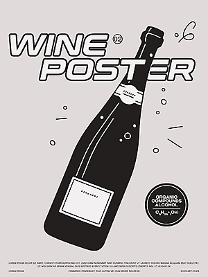 포스터 일러스트 사람없음 검은색 알코올 샴페인병 화학식 국내일러스트 AI파일 컬러 술병 샴페인 공식 파일형식 벡터