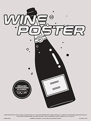 포스터 일러스트 사람없음 검은색 알코올 샴페인병 화학식 국내일러스트 AI파일 컬러 술병 샴페인 공식 파일형식 벡터