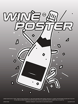 포스터 일러스트 사람없음 검은색 알코올 꽃가루 샴페인병 화학식 국내일러스트 AI파일 컬러 술병 샴페인 가루 공식 파일형식 벡터