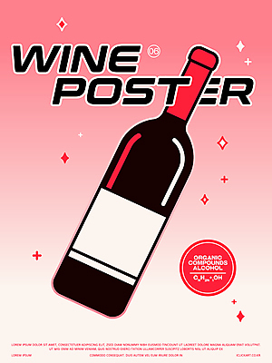 포스터 분홍색 일러스트 사람없음 반짝임 알코올 와인병 화학식 국내일러스트 AI파일 컬러 모션 병_용기 와인 공식 파일형식 벡터