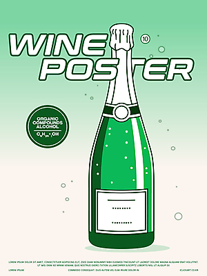 포스터 일러스트 사람없음 초록색 알코올 스파클링 스파클링와인 화학식 국내일러스트 AI파일 컬러 주류 공식 탄산 파일형식 벡터