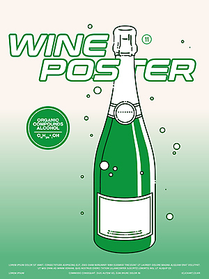포스터 일러스트 사람없음 초록색 알코올 스파클링 스파클링와인 화학식 국내일러스트 AI파일 컬러 주류 공식 탄산 파일형식 벡터