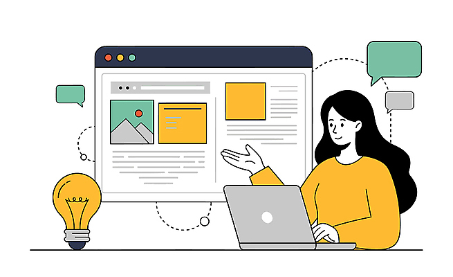 여자 점선 말풍선 일러스트 전구 아이디어 한명 미소 상반신 성인 노트북 노란색 가리킴 타이핑 비즈니스우먼 인터넷창 성인여자한명만 국내일러스트 AI파일 1 선 컬러 컨셉 인터넷 비즈니스 표정 사람 손짓 전자제품 직장인 여자한명만 성인여자만 파일형식 벡터