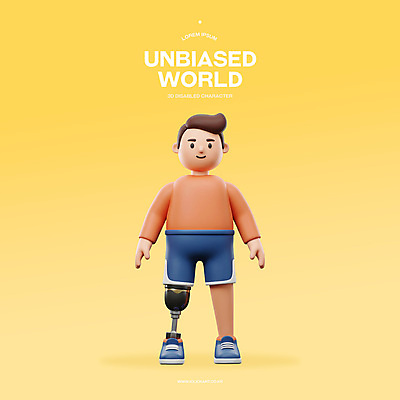 전신 PSD 편집이미지 남자 한명 미소 성인 노란색 3D 장애인 의족 장애인의날 성인남자한명만 편집3D 1 컬러 표정 사람 디지털합성 장애 남자한명만 성인남자만 파일형식 법정기념일