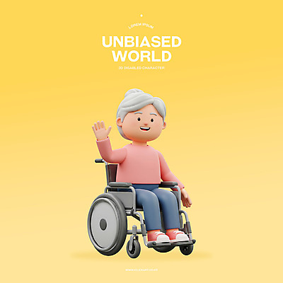 전신 PSD 편집이미지 여자 노년 한명 미소 앉기 노란색 3D 장애인 휠체어 손인사 장애인의날 노인여자한명만 편집3D 1 컬러 모션 표정 사람 성인 인사 디지털합성 장애 여자한명만 노인여자만 파일형식 법정기념일