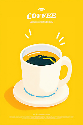 PSD 일러스트 티타임 사람없음 노란색 카페 머그컵 커피잔 컵받침 아메리카노 국내일러스트 커피 컬러 휴식 잔 컵 상점 받침대 파일형식