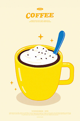 PSD 일러스트 티타임 사람없음 반짝임 노란색 카페 머그컵 커피잔 티스푼 크림 카페모카 국내일러스트 커피 컬러 모션 휴식 잔 컵 상점 숟가락 파일형식