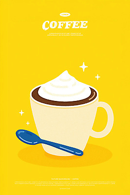 PSD 일러스트 티타임 사람없음 반짝임 노란색 카페 머그컵 커피잔 티스푼 크림 카페모카 국내일러스트 커피 컬러 모션 휴식 잔 컵 상점 숟가락 파일형식