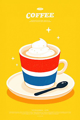 PSD 일러스트 티타임 사람없음 반짝임 노란색 카페 머그컵 커피잔 티스푼 컵받침 크림 카페모카 국내일러스트 커피 컬러 모션 휴식 잔 컵 상점 숟가락 받침대 파일형식