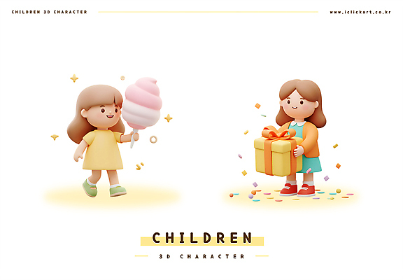 전신 PSD 편집이미지 여자 리본 어린이 3D캐릭터 미소 들기 소녀 두명 선물상자 반짝임 노란색 3D 어린이날 꽃가루 솜사탕 소녀만 편집3D 캐릭터 기념일 컬러 모션 디저트 표정 선물 사람 상자 가루 디지털합성 여자만 어린이만 파일형식