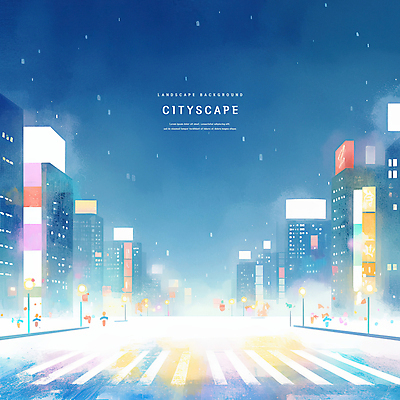 PSD 도로 야경 가로등 일러스트 밤하늘 수채화 사람없음 빛 도시풍경 횡단보도 남색 전광판 빌딩숲 경관 국내일러스트 공공시설 길 컬러 교통시설 하늘 풍경 빌딩 도시 보행로 야간 파일형식 풍경_경치