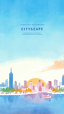 전신 PSD 나무 구름 실루엣 하늘색 일러스트 하늘 수채화 사람 여러명 강 도시풍경 태양 반사 일출 군중 나룻배 빌딩숲 경관 국내일러스트 자연요소 식물 다수 배_교통 촬영기법 풍경 빌딩 파란색 노을 도시 파일형식