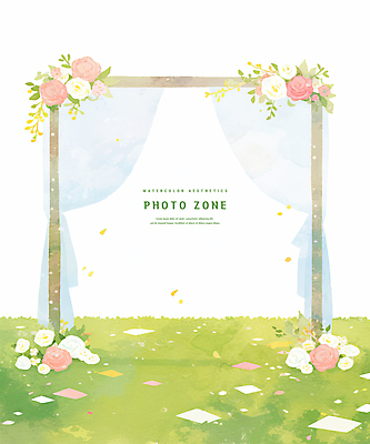 PSD 꽃잎 꽃 일러스트 수채화 풍경 초원 사람없음 커튼 감성 포토존 웨딩아치 국내일러스트 식물 컨셉 결혼소품 파일형식