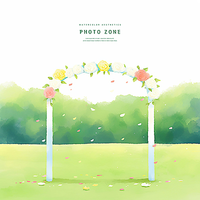 PSD 나무 꽃잎 일러스트 수채화 풍경 초원 사람없음 감성 포토존 웨딩아치 국내일러스트 식물 꽃 컨셉 결혼소품 파일형식