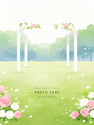PSD 나무 꽃잎 일러스트 수채화 풍경 초원 사람없음 감성 포토존 웨딩아치 국내일러스트 식물 꽃 컨셉 결혼소품 파일형식