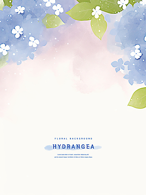 PSD 잎 일러스트 여름꽃 수채화 사람없음 보라색 수국 국내일러스트 식물 꽃 컬러 파일형식 여름_계절