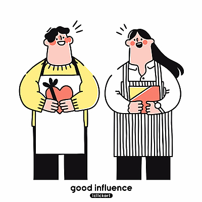 여자 남자 리본 일러스트 친절 따뜻함 미소 들기 성인 두명 선물상자 앞치마 하트 긍정 성인만 국내일러스트 AI파일 모양 컨셉 모션 표정 선물 사람 상자 파일형식 벡터