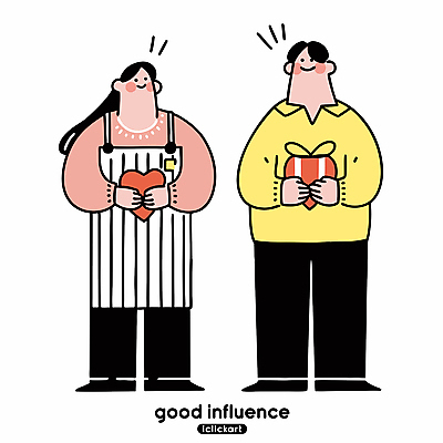 전신 여자 남자 리본 일러스트 친절 따뜻함 미소 들기 성인 두명 선물상자 앞치마 하트 긍정 성인만 국내일러스트 AI파일 모양 컨셉 모션 표정 선물 사람 상자 파일형식 벡터