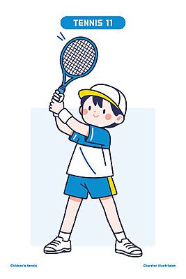 전신 남자 어린이 하늘색 일러스트 한명 들기 소년 테니스라켓 스윙 스포츠캐릭터 캡모자 테니스복 소년한명만 일러캐릭터 AI파일 캐릭터 모자_잡화 1 포즈 모션 사람 파란색 운동복 테니스 라켓 남자한명만 소년만 파일형식 벡터