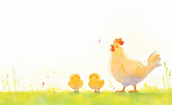 JPG 일러스트 병아리 세마리 잔디 사람없음 연두색 귀여움 닭 국내일러스트 AI일러스트 AI콘텐츠 식물 컨셉 조류 3 초록색 파일형식