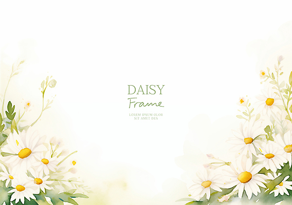 PSD 잎 일러스트 사람없음 봄 흰색 데이지 꽃프레임 카피스페이스 국내일러스트 식물 계절 꽃 컬러 프레임 공백 파일형식